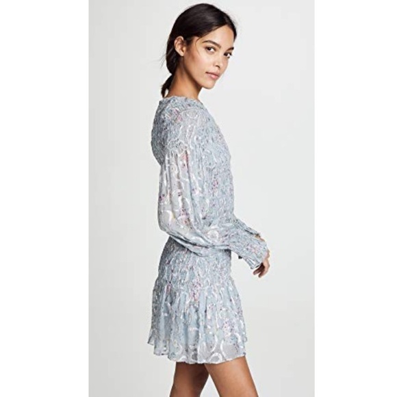 NWT LoveShackFancy Scarlett Mini Dress blue Gray sz Medium - Picture 6 of 16